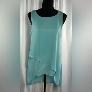 NY Collection Aqua Layered Asymmetrical Camisole